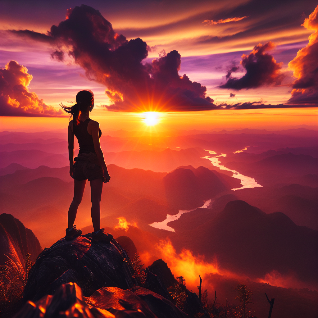 6 Dobrih razloga da prestaneš dokazivati sebe svima drugima | A person standing confidently on a mountain peak, overlooking a vast landscape at sunset.