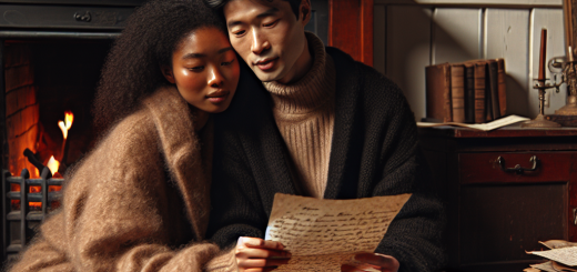 11 Staromodnih navika u vezama koje bismo trebali ponovo uvesti | A cozy couple sharing a handwritten letter by a fireplace, surrounded by vintage decor.