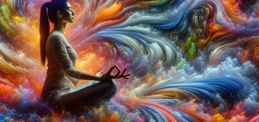 10 Svjesnih načina za očuvanje mira kada su drugi izvan kontrole | A tranquil scene of a person meditating in a chaotic environment, surrounded by swirling colors.