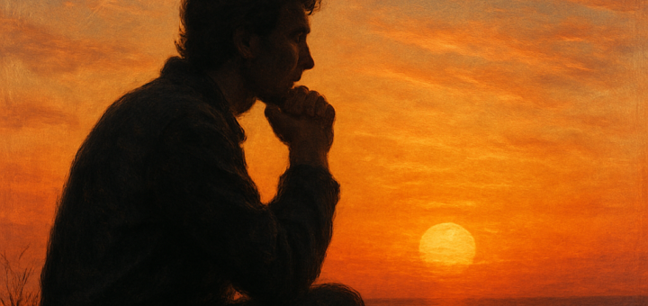 3 Životne lekcije koje previše ljudi nauči prekasno | A thoughtful person gazing out at a sunset, reflecting on life lessons.