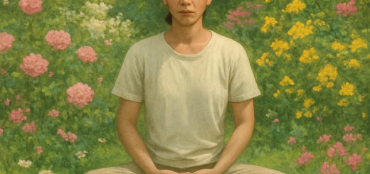 20 Bitnih stvari koje trebate početi raditi za vlastiti unutarnji mir, sreću i osobni rast | A tranquil scene of a person meditating in a lush green garden surrounded by blooming flowers.