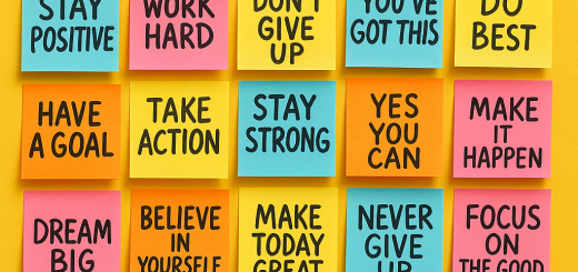 10 Ljepljivih bilješki koje bismo svi trebali zapamtiti prije nego život postane teži | A colorful collage of sticky notes on a bright wall with motivational phrases.