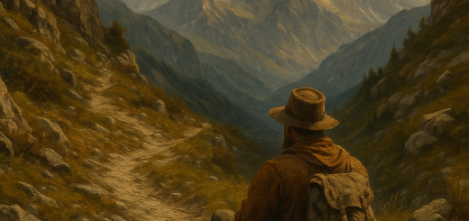 5 Vječnih životnih lekcija koje često učimo na težak način | A rugged mountain path with a lone traveler reflecting on life lessons.