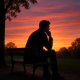 Jedan učinkovit korak koji svi poduzimamo prekasno u životu | A thoughtful person sitting on a park bench, looking contemplatively at a sunset.