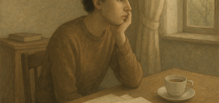 3 Buđenja za one dane kada ste preopterećeni i "kolapsirate" | A person contemplating in a quiet room with scattered papers and a cup of tea.