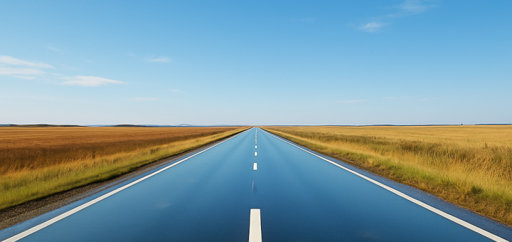 5 Bolno očitih istina o životu koje svi zaboravljaju | A reflective scene of an open road stretching into the horizon under a clear blue sky.