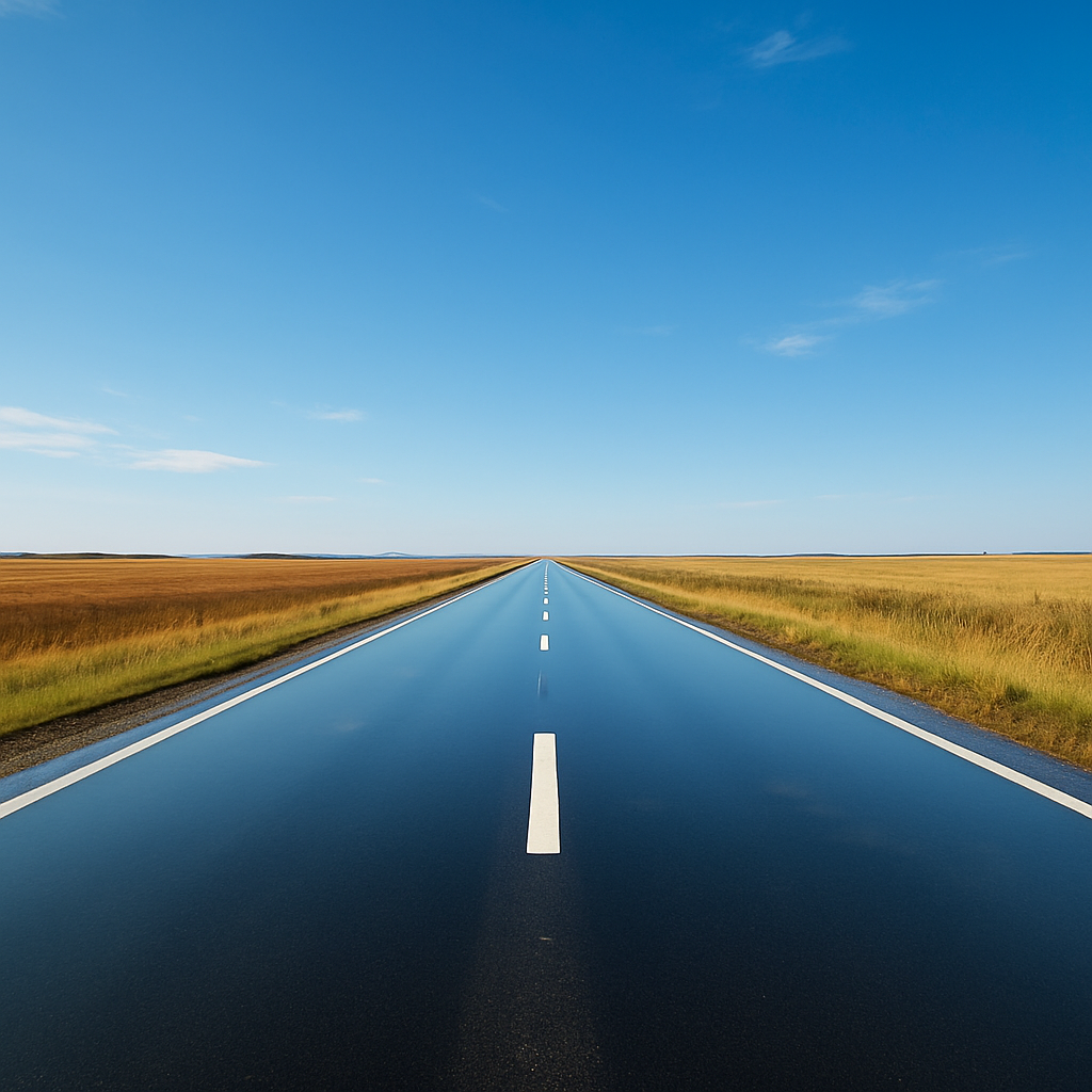 5 Bolno očitih istina o životu koje svi zaboravljaju | A reflective scene of an open road stretching into the horizon under a clear blue sky.
