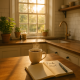 3 Jednostavne jutarnje navike koje će uvelike promijeniti ostatak vašeg života | A sunlit kitchen with a steaming cup of coffee and a journal, symbolizing a fresh start.