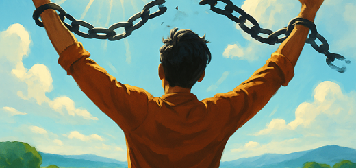10 Ograničavajućih uvjerenja koja nas koče u životu | A person breaking free from chains in a bright, open landscape filled with possibilities.