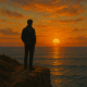 8 Stvari koje ćeš sigurno požaliti što nisi pustio ranije u životu | A reflective person standing on a cliff, looking at a sunset over the ocean.