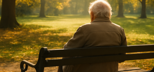 Jedan učinkovit korak koji svi neprestano poduzimamo prekasno u životu | An elderly person contemplating life on a bench in a sunlit park.