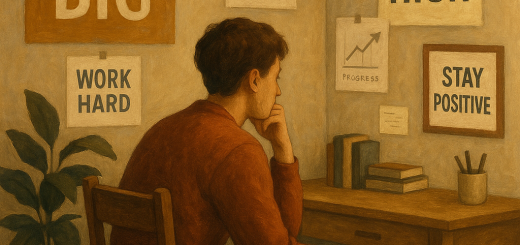 3 Dnevne navike koje nas sprječavaju da damo najbolje od sebe | A person reflecting in a quiet room, surrounded by reminders of personal growth and ambition.