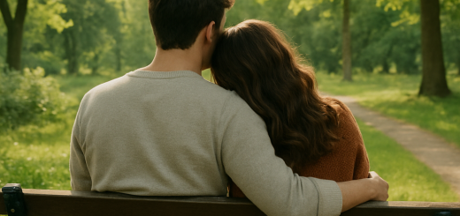 20 Svjesnih stvari koje trebate započeti u svojim odnosima (za svoje dobro) | A couple sitting together on a park bench, sharing a moment of connection with nature around them.