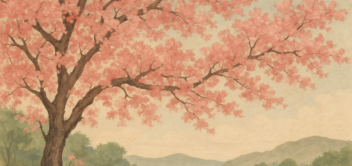 20 Bitnih stvari koje trebate početi raditi za unutarnji mir, sreću i osobni rast | A tranquil landscape with a person meditating under a blooming cherry blossom tree.