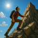 3 Učinkovite stvari koje trebaš početi raditi za samopouzdanje i osobni rast | An inspiring person climbing a mountain, symbolizing growth and confidence under a bright blue sky.
