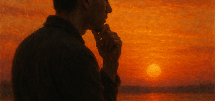 20 Žaljenja koja ne želite imati za 20 godina (poput drugih ljudi) | A thoughtful person looking out at a sunset, reflecting on life choices with a warm glow.