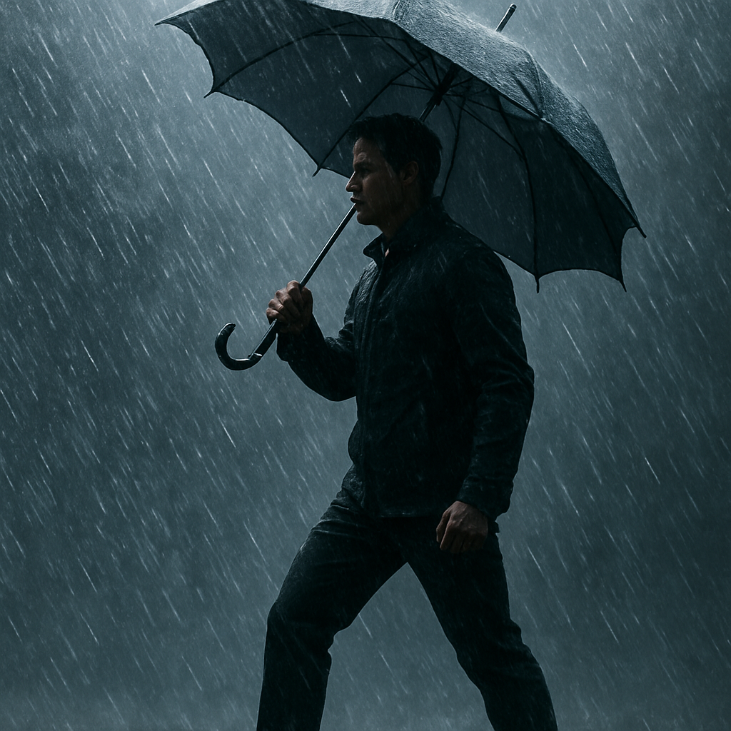 8 stvari koje trebate zapamtiti kada sve pođe po zlu u životu | A person standing strong in a storm, holding an umbrella against pouring rain.