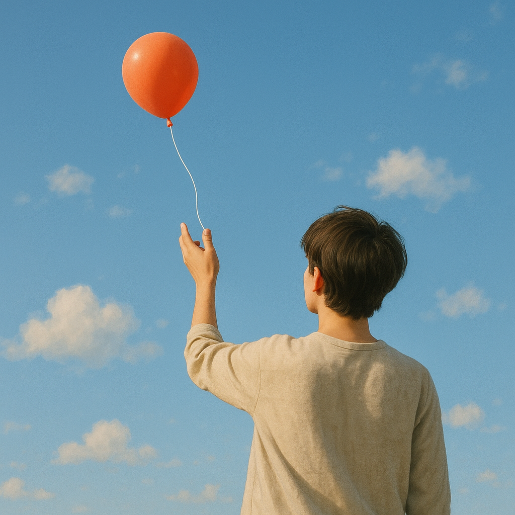 20 Bitnih stvari koje naučite puštajući ono što ne možete kontrolirati | A tranquil scene of a person releasing a balloon into the blue sky, symbolizing freedom and letting go.