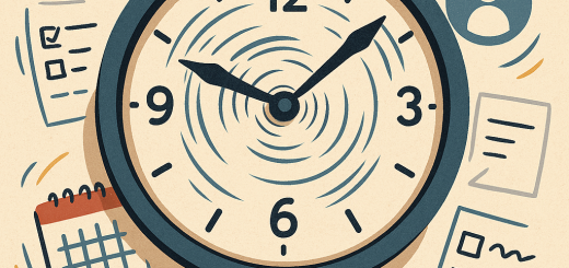6 Stvari na kojima često gubimo vrijeme (dok ne bude prekasno) | A clock with its hands spinning quickly, surrounded by various distractions like social media icons and unfinished tasks.