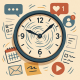 6 Stvari na kojima često gubimo vrijeme (dok ne bude prekasno) | A clock with its hands spinning quickly, surrounded by various distractions like social media icons and unfinished tasks.