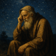 10 Buđenja u životu koja često primamo prekasno | A wise figure reflecting on life lessons under a starry night sky.