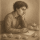 Otvoreno pismo svima koji lažu kako bi impresionirali druge | A thoughtful person sitting alone at a desk, writing a letter surrounded by crumpled papers.