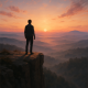 8 Buđenja koja trebate doživjeti u životu prije nego što bude kasno | A person standing on a cliff, overlooking a vast landscape at dawn, symbolizing realization and change.