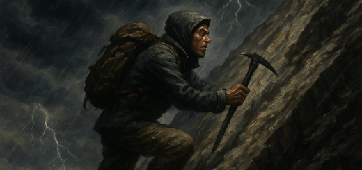 1 Teška stvar koju mentalno snažne osobe rade kada život ne ide po planu | A determined person climbing a steep mountain under a stormy sky.