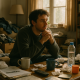 10 Dnevnih navika koje često iscrpljuju 90 posto naše sreće | A person looking contemplative while surrounded by cluttered daily life, with a hint of sunlight filtering through the window.