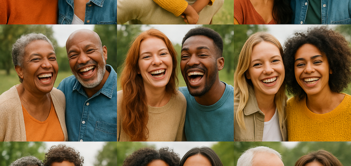 30 Lijepih stvari koje se događa upravo sada | A vibrant collage of diverse people smiling and sharing joyful moments in nature.