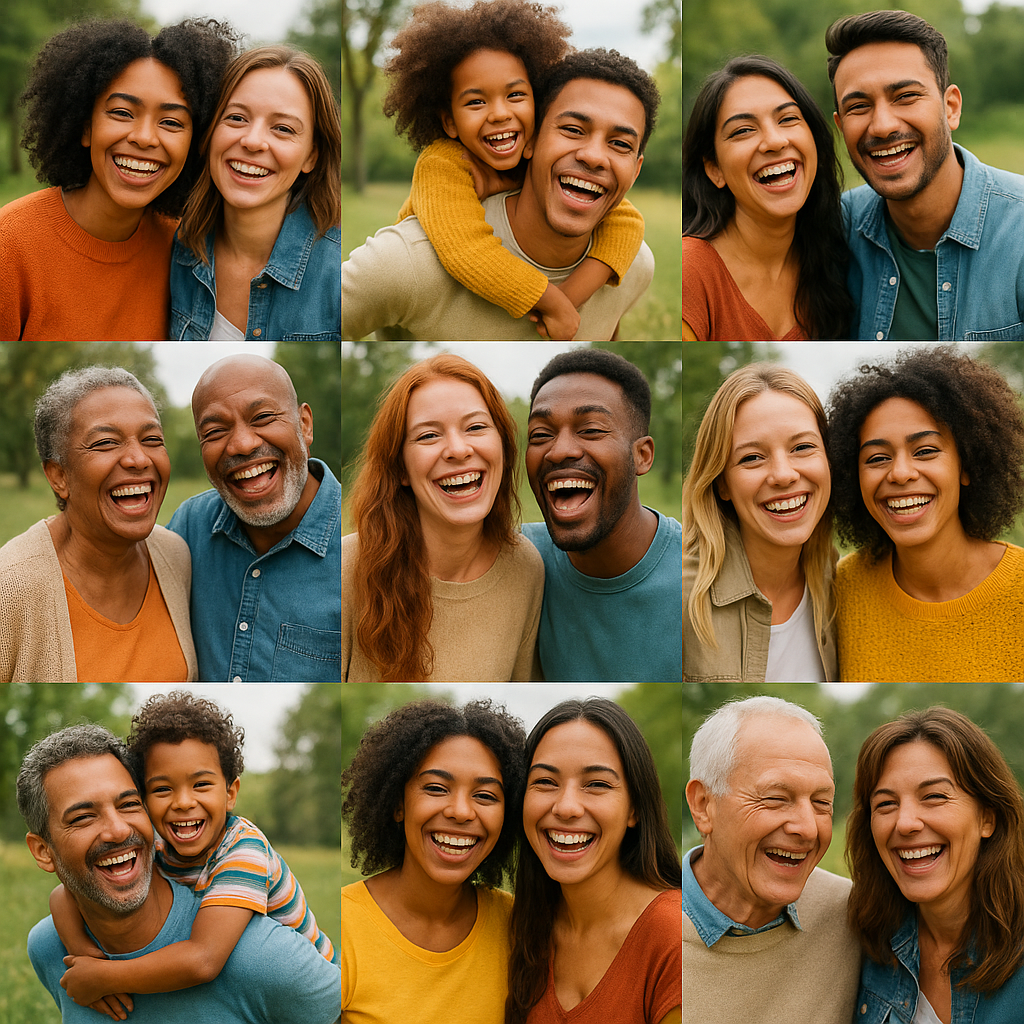 30 Lijepih stvari koje se događa upravo sada | A vibrant collage of diverse people smiling and sharing joyful moments in nature.
