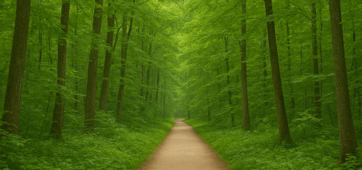 25 Osnovnih načina da prestanete komplicirati svoj život | A simple, clear path through a lush green forest, symbolizing clarity and peace.